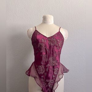 Victorias Secret Gold Label Maroon Floral Teddy Size Small